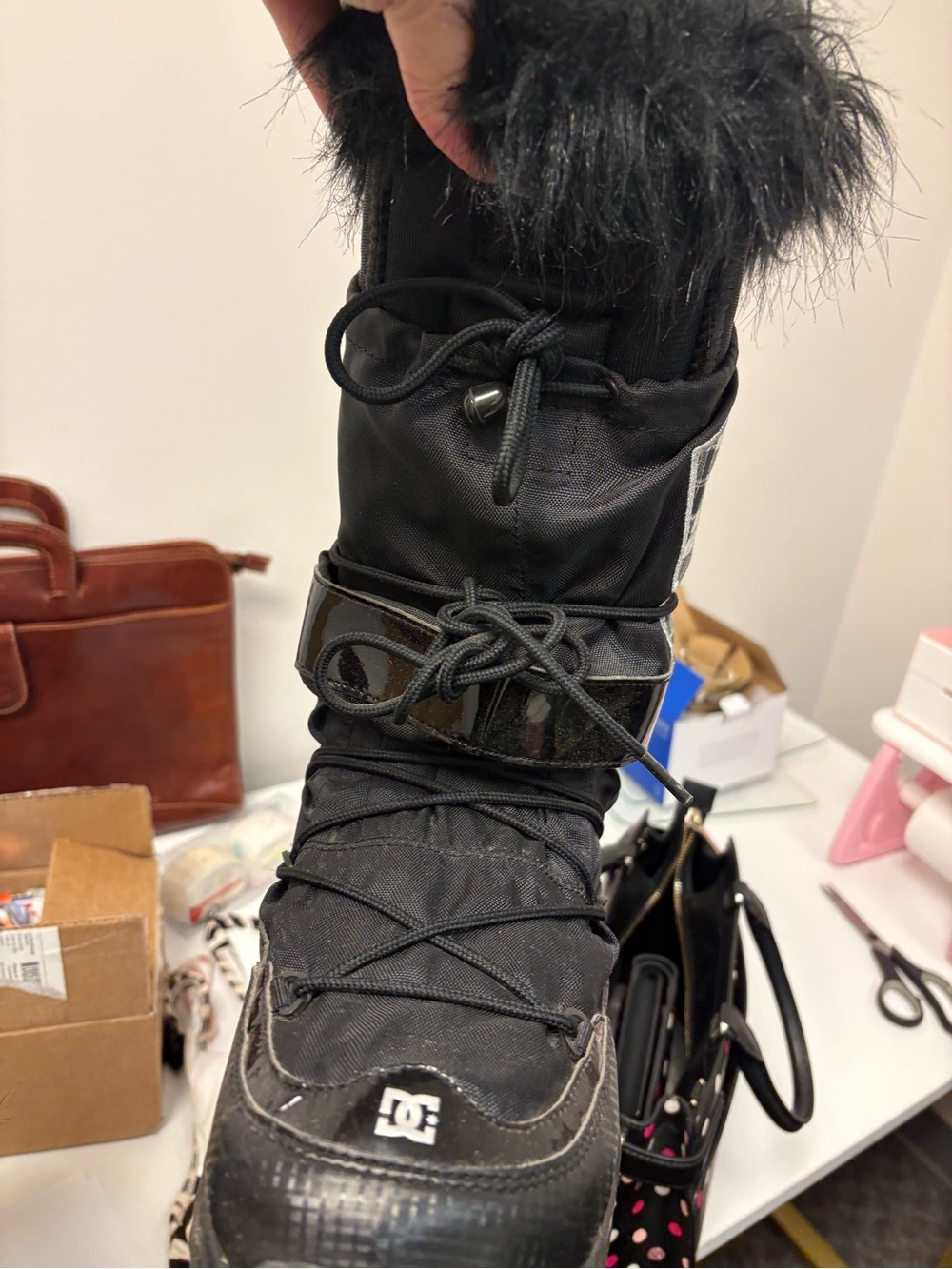 DC Black Lace-Up Snow Boots with Glossy Trim - Picture 4 of 9